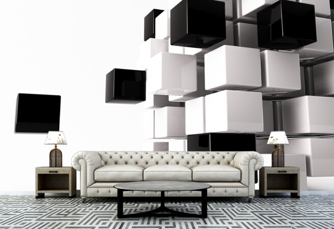 Фотообои черно белые кубы