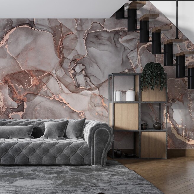 Фотообои флюид с краплением розового золота