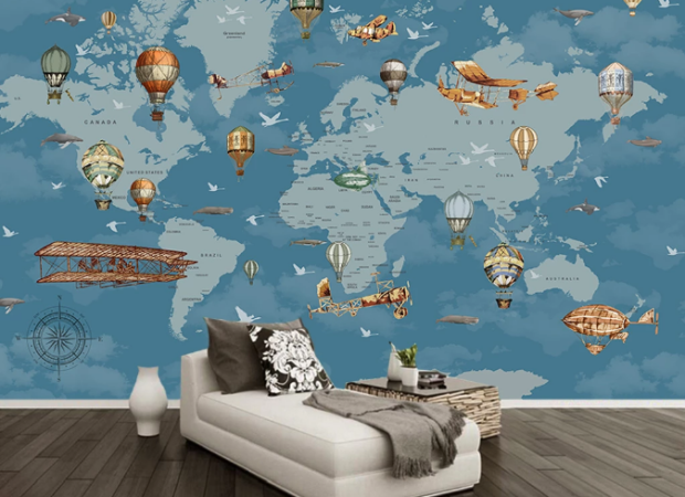 карта с дирижаблями и шарами