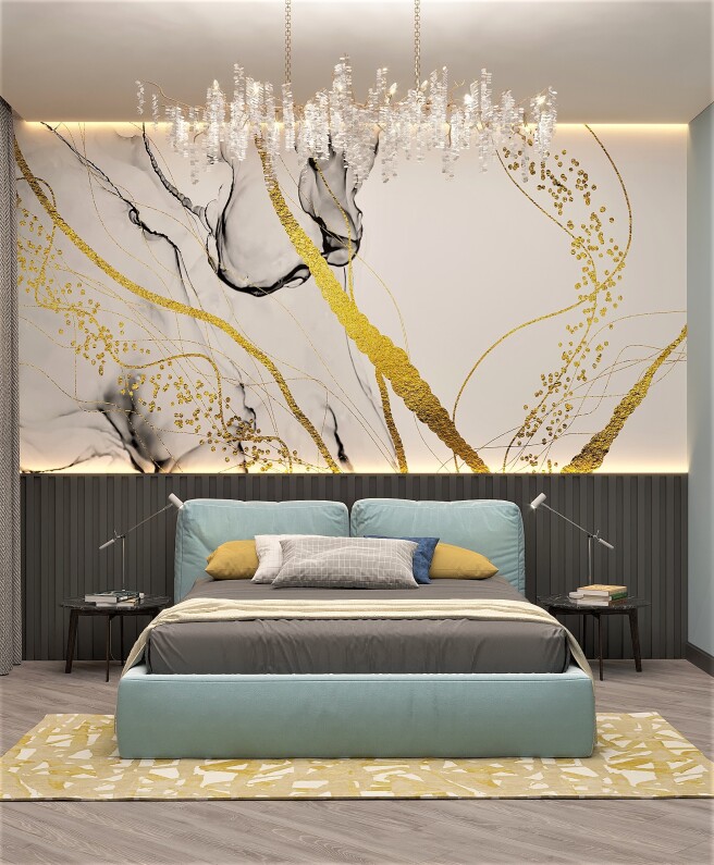 Фотообои флюид золотые линии