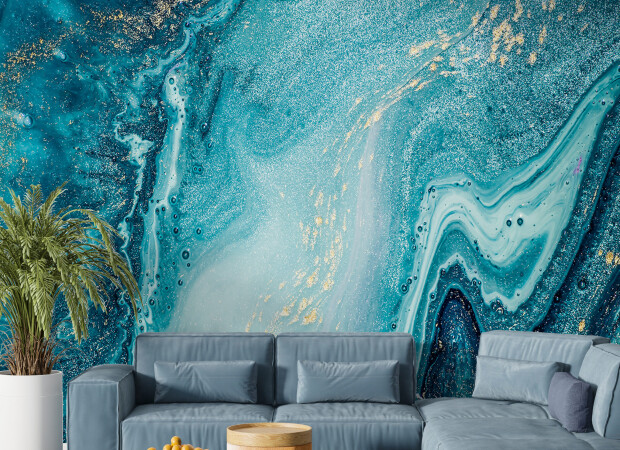 бирюза растекается и вкрапления золота