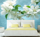 Фотообои Цветы на синем фоне