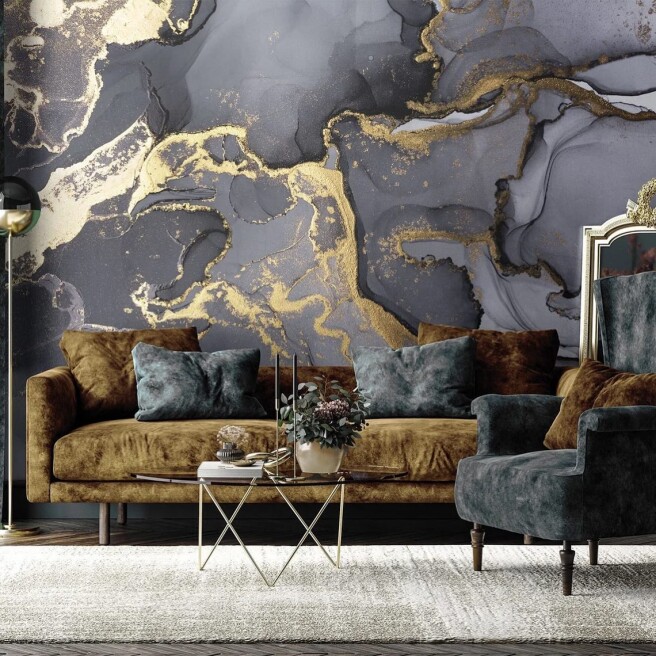 Фотообои черный с золотом