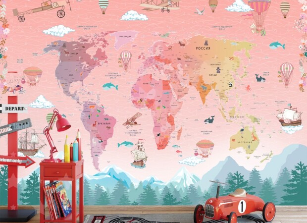 Розовая карта со странами