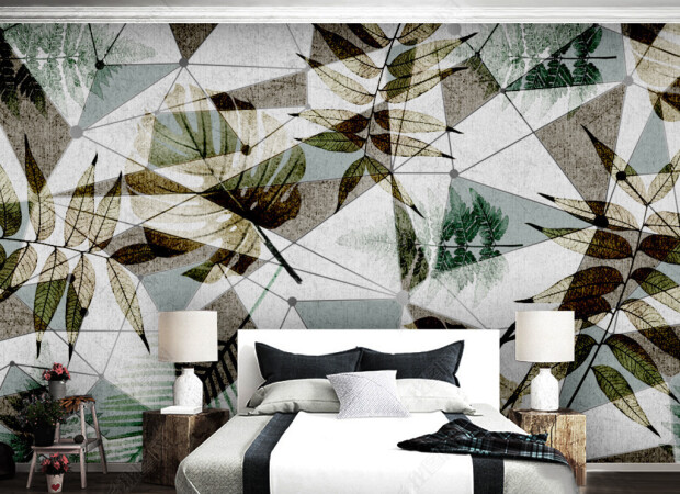 Листья на структурной стене