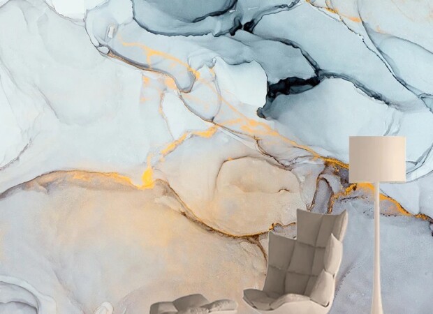 Сине-золотой мрамор