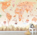 Фотообои Карта с горами в бежевых тонах