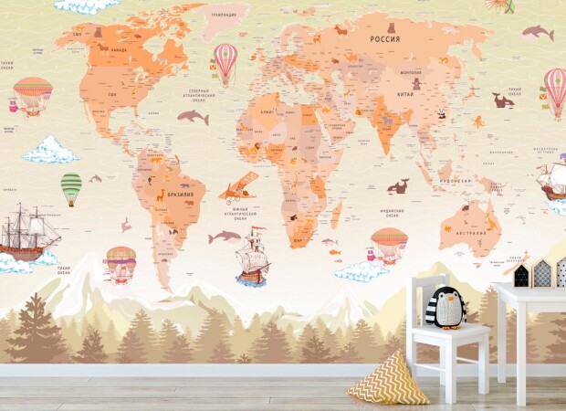 Карта с горами в бежевых тонах