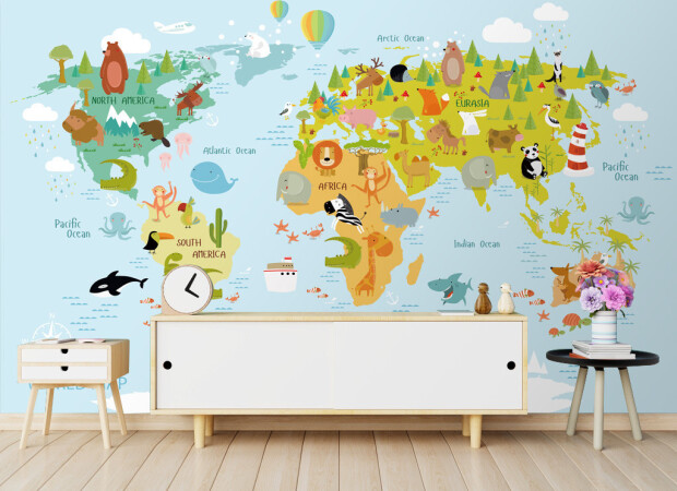 Карта мира и звери на ней