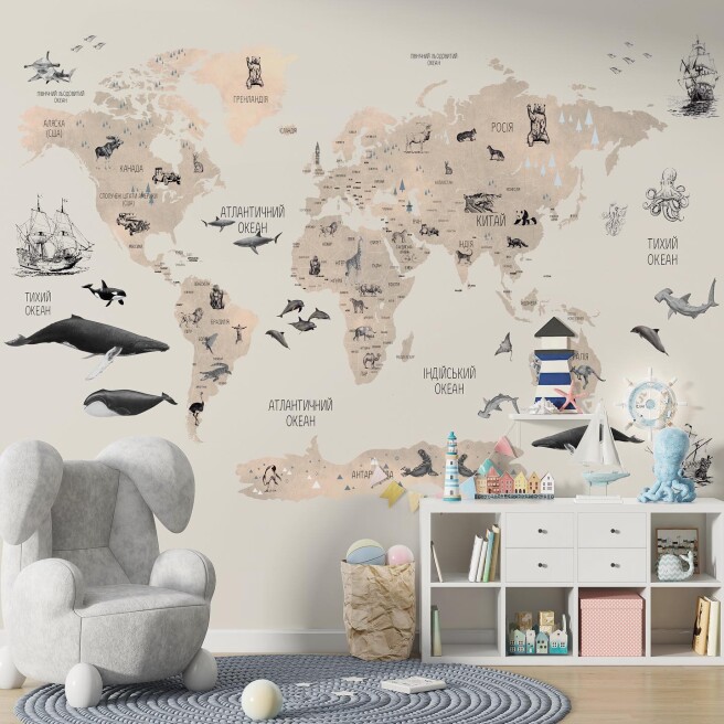 Фотообои бежевая карта