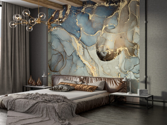 Фотообои сине-коричнево-бирюзовый флюид