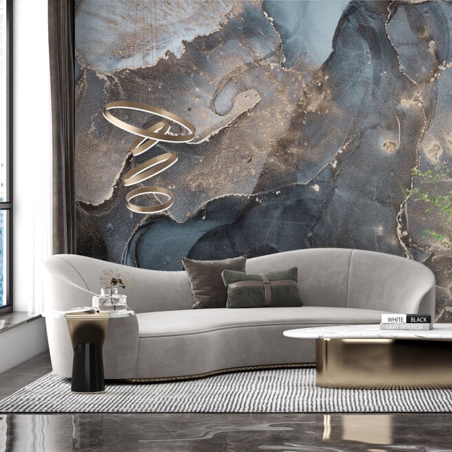 Фотообои синий флюид с мелким вкраплением золота