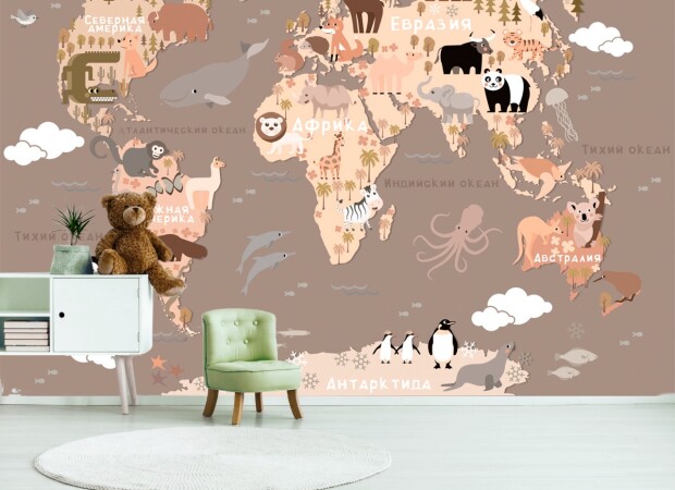 Карта с мультяшными животными