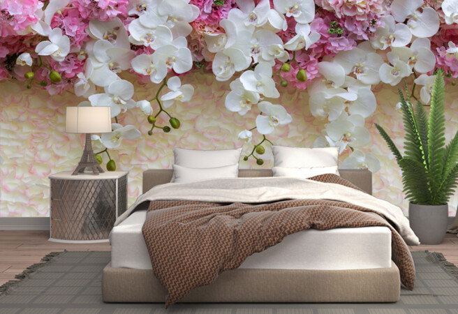 Фотообои орхидеи на стене