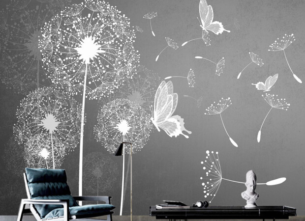 Одуванчик с бабочками