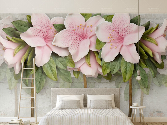 Фотообои Рельефные розовые цветы