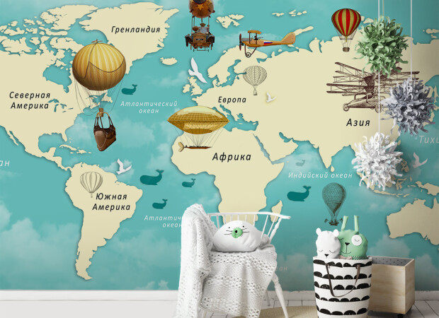 Карта с голубыми облаками