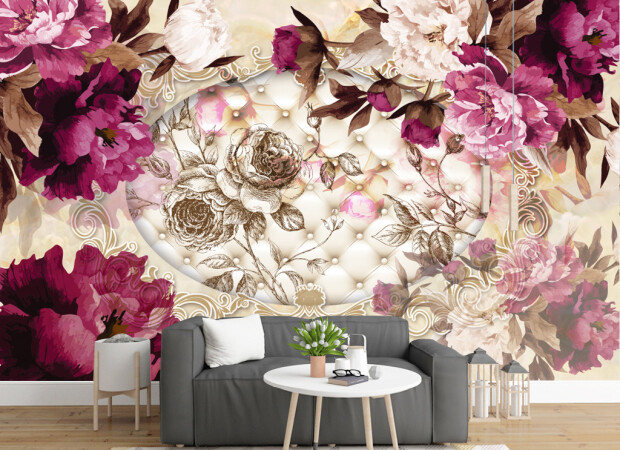 Цветы на диванном фоне