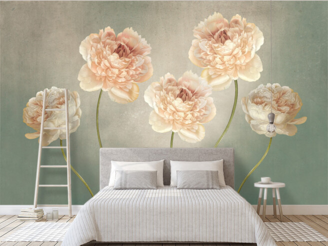 Фотообои Бежевые пионы