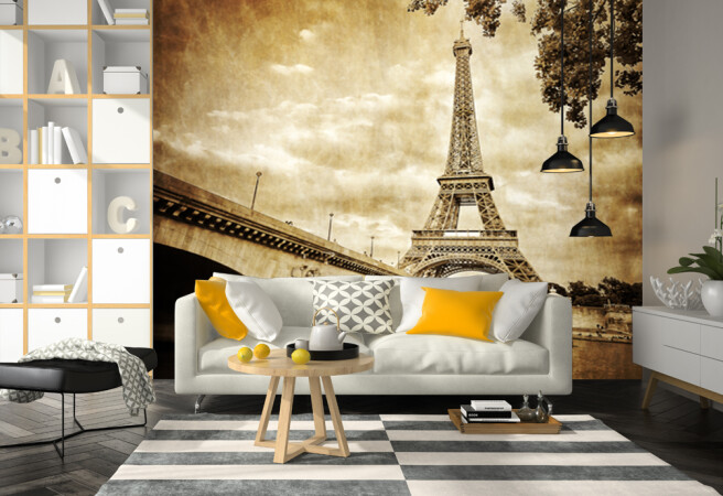 Фотообои мост и эйфелевая башня