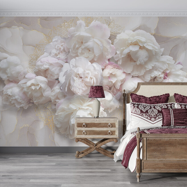 Фотообои пионы на флюиде