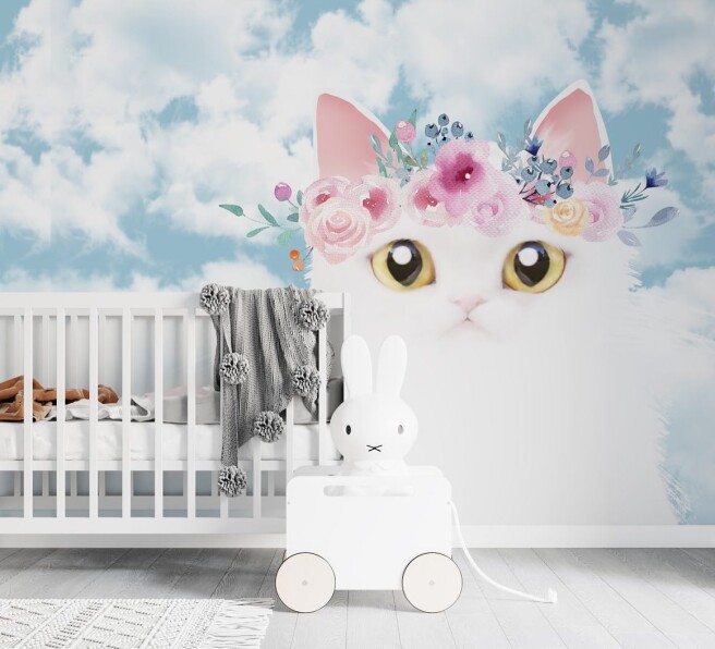 Фотообои котик в веночке
