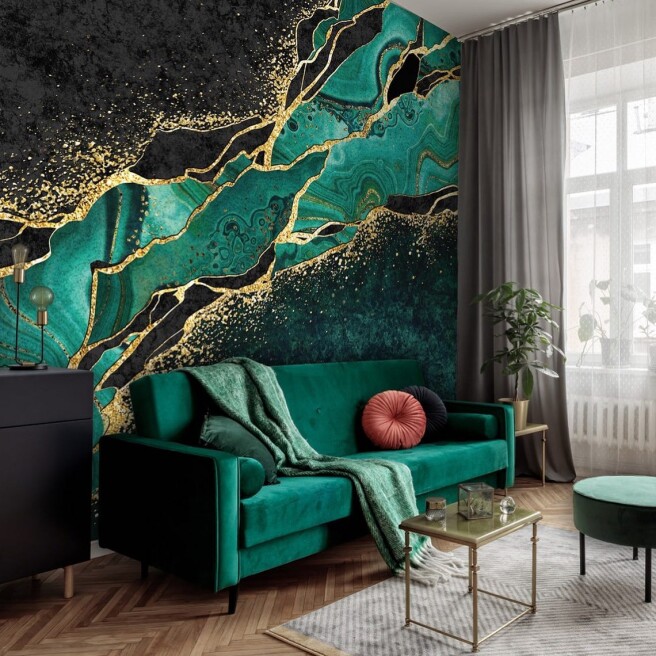 Фотообои флюид с полосой зеленого