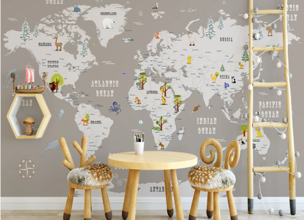 Карта в бежевом и синем цвете