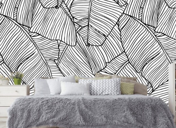 листья из черных геометрических линий