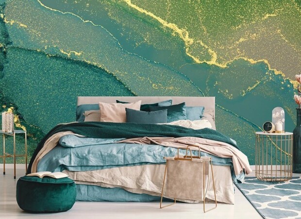 зеленый флюид с золотом