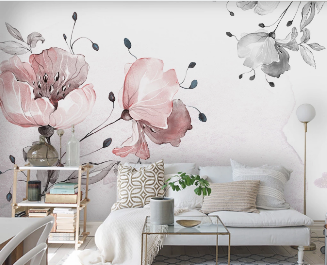 Фотообои рожево-чорні квіти