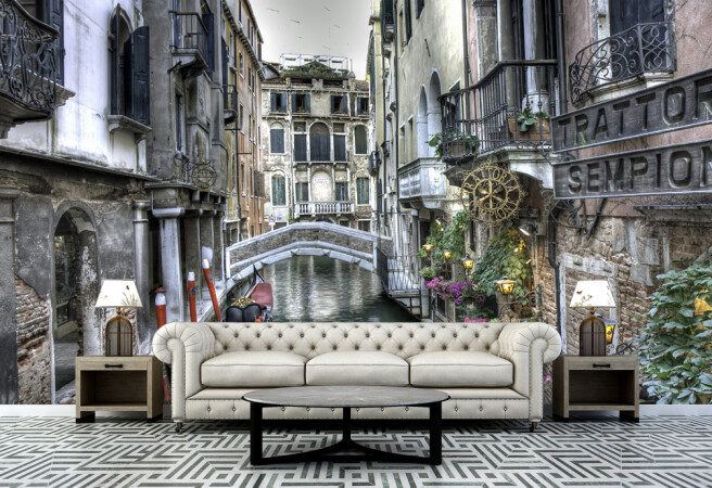 Фотообои венеция в гостиной