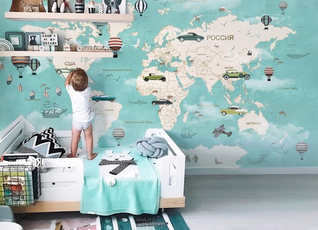 Голубая карта с автомобилями