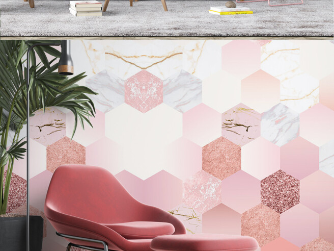 Фотообои Розовые соты