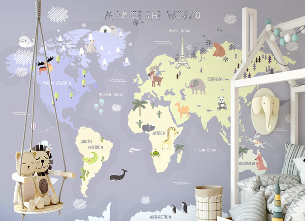 Заснеженная карта мира