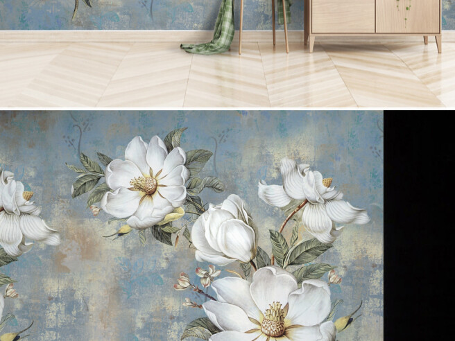Фотообои Квіти на пофарбованій стіні