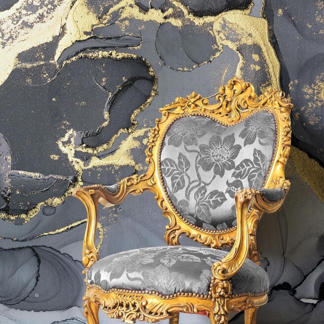 Фотообои черный с золотом