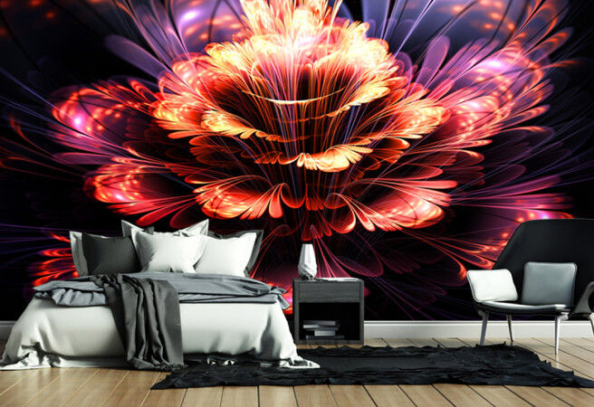 Фотообои огненный цветок в 3д
