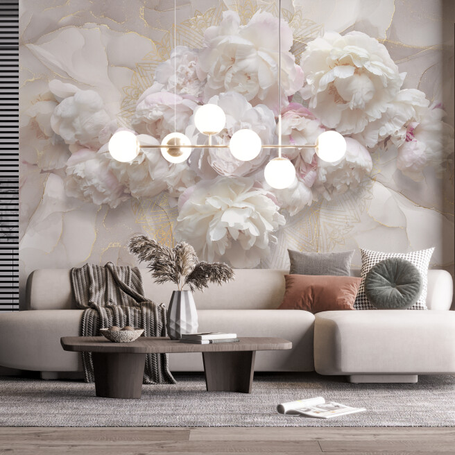 Фотообои пионы на флюиде