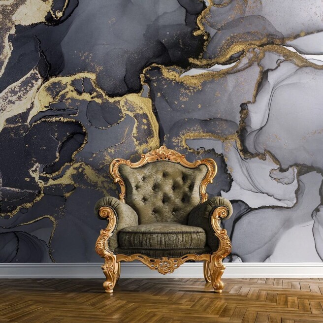 Фотообои черный с золотом