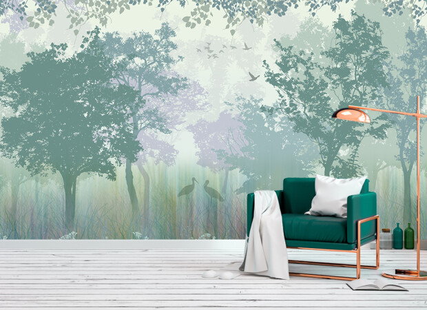 лес в зеленоватом оттенке