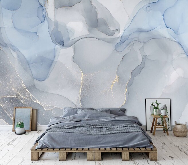 Фотообои серо-голубой флюид