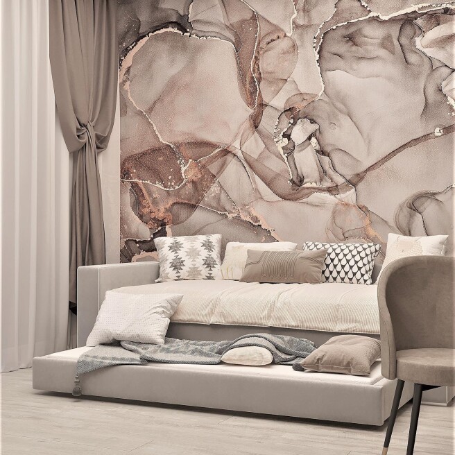 Фотообои флюид с краплением розового золота