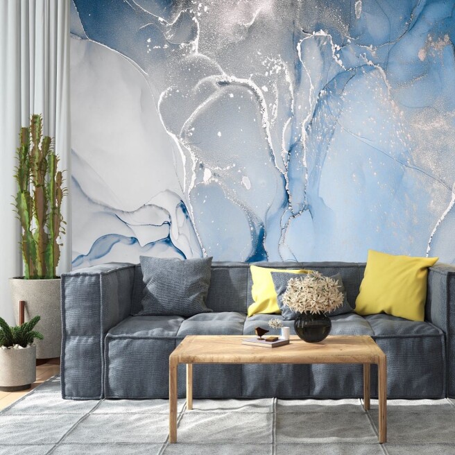 Фотообои голубое  серебро