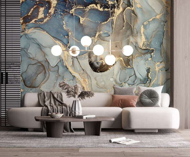 Фотообои сине-коричнево-бирюзовый флюид