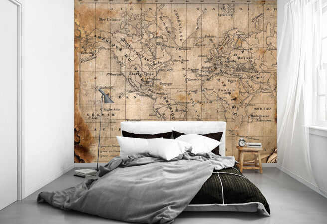 Фотообои Карта в спальне