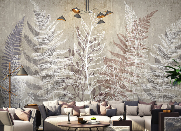 Прозрачные ветви на сером фоне