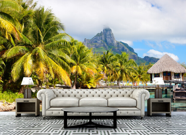 пальмы и скала