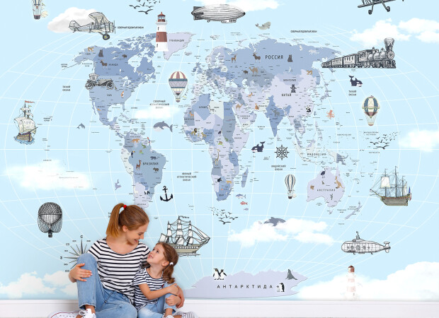 Карта на русском в голубом