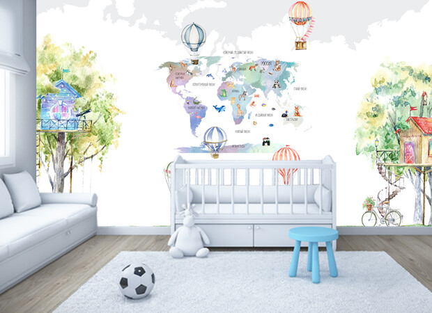 карта с домиками и телескопом